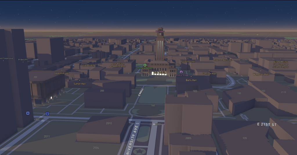 UTMAP Tower at night